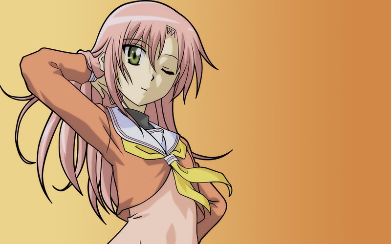Pink-haired Anime Girl — Orange, Calm, School Uniform