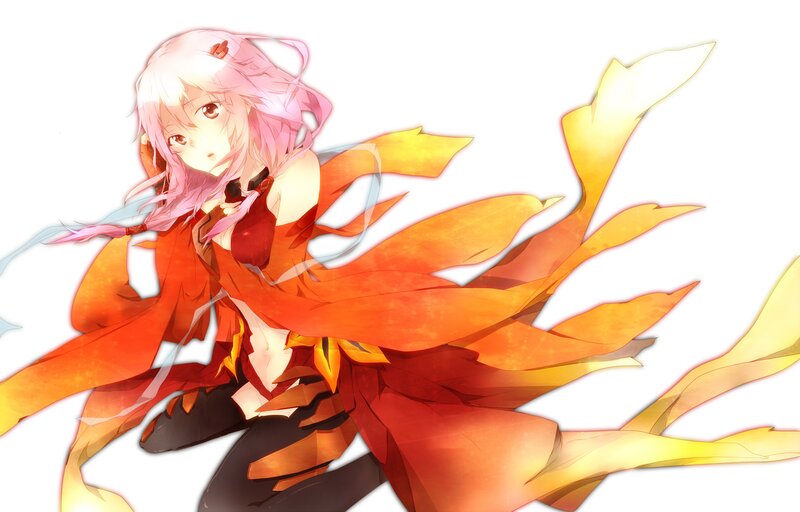 Pink-haired Anime Girl — Orange, Dynamic, Fire
