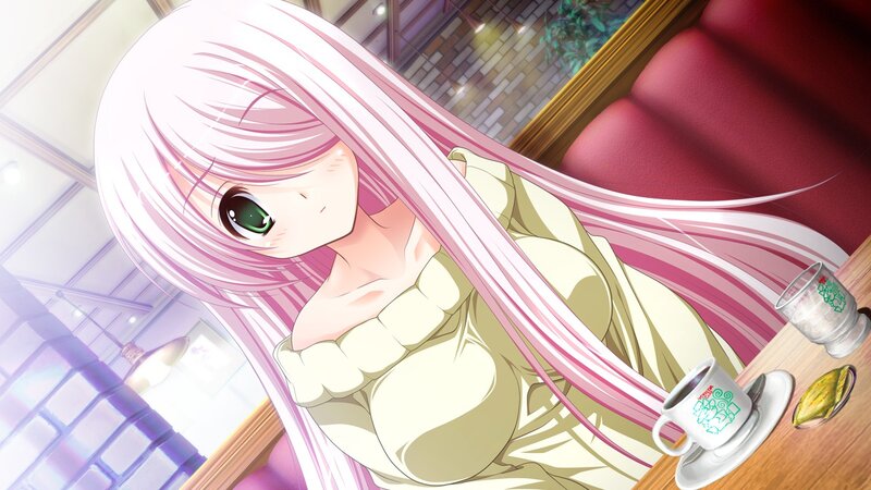 Pink-haired Anime Girl — Pink, Calm, Afternoon, Coffee Cup