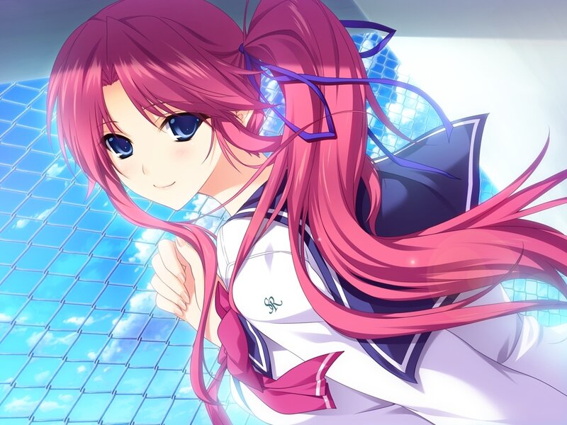 Pink-haired Anime Girl — Pink, Calm, Afternoon, School Uniform