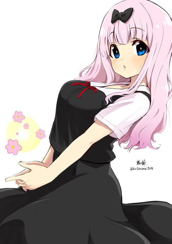 Pink-haired Anime Girl — Pink, Calm, Black Bow