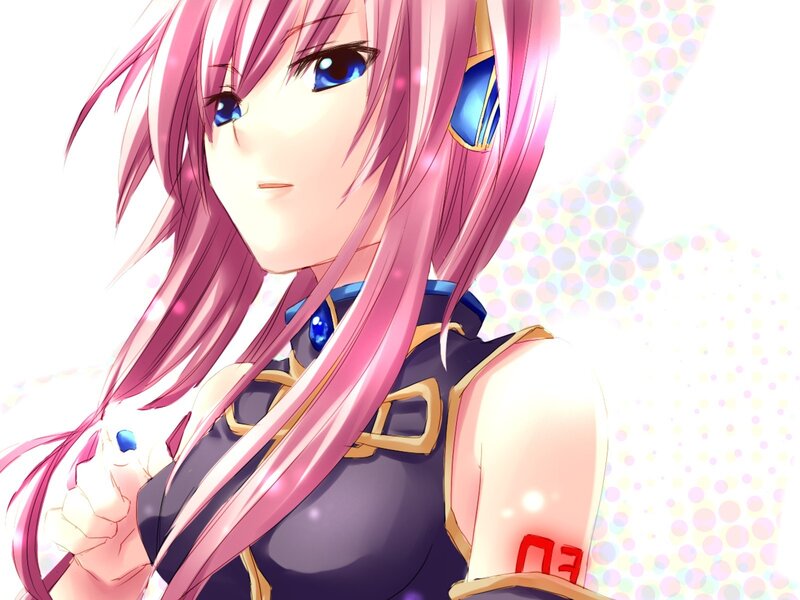 Pink-haired Anime Girl — Pink, Calm, Blue Eyes, Headset, Arm Armor