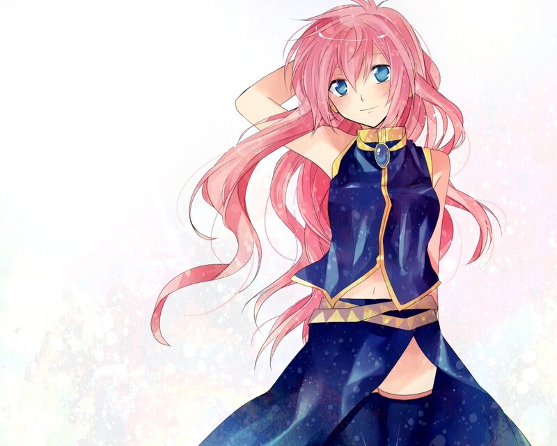 Pink-haired Anime Girl — Pink, Calm, Blue Eyes, Long Hair