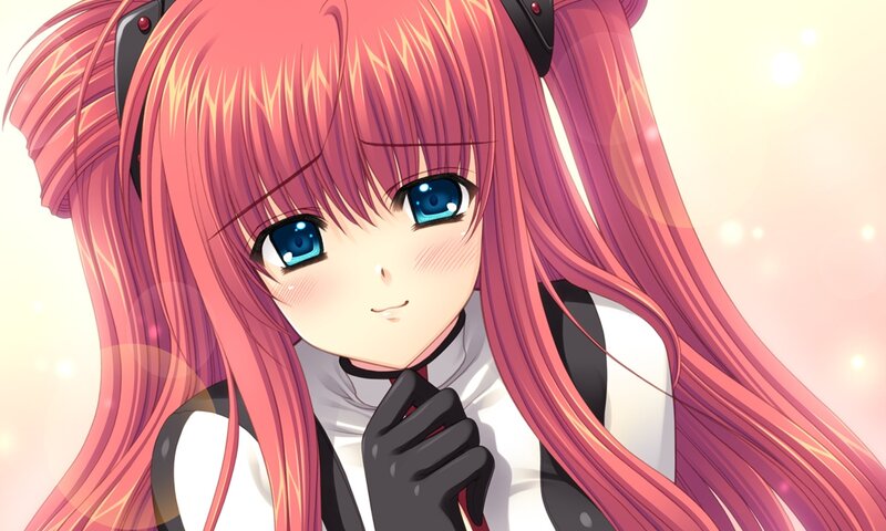 Pink-haired Anime Girl — Pink, Calm, Blue Eyes