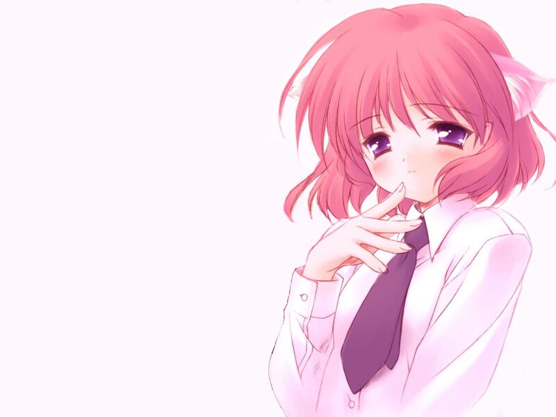 Pink-haired Anime Girl — Pink, Calm, Cat Ears, School Uniform