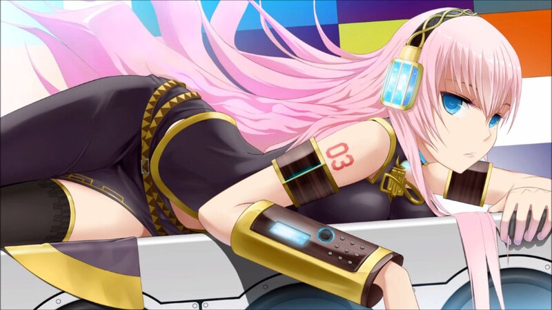 Pink-haired Anime Girl — Pink, Calm, Headphones, Arm Guards, Control Panel
