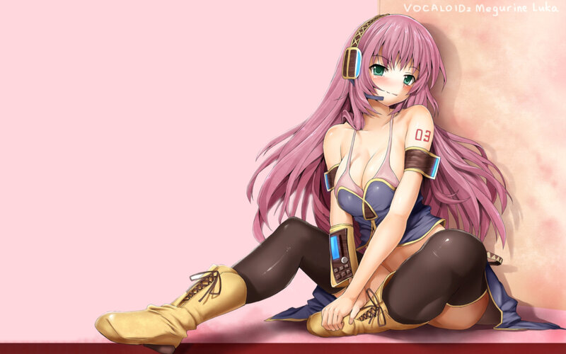 Pink-haired Anime Girl — Pink, Calm, Headphones, Boots
