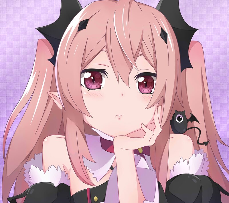 Pink-haired Anime Girl — Pink, Calm, Horns, Ears