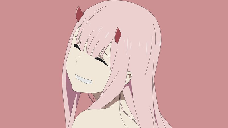 Pink-haired Anime Girl — Pink, Calm, Horns, Smile