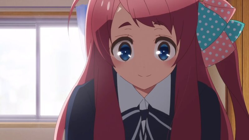 Pink-haired Anime Girl — Pink, Calm, Morning, School Uniform, Bow