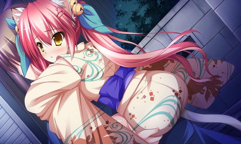 Pink-haired Anime Girl — Pink, Calm, Night, Cat Ears