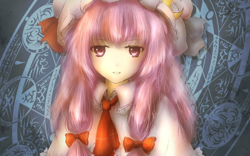Pink-haired Anime Girl — Pink, Calm, Red Bow