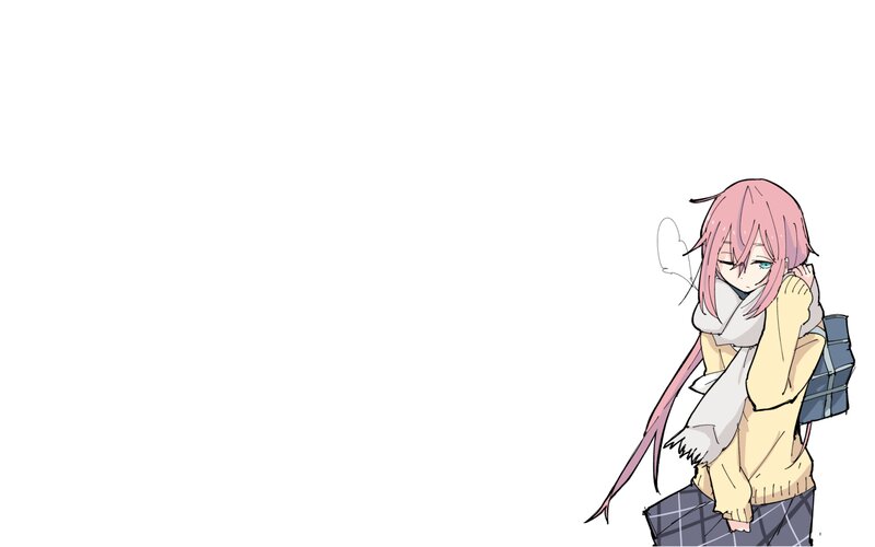 Pink-haired Anime Girl — Pink, Calm, Scarf, Backpack