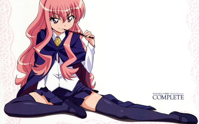Pink-haired Anime Girl — Pink, Calm, School Uniform, Cigarette Holder