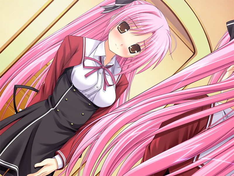Pink-haired Anime Girl — Pink, Calm, School Uniform, Long Hair