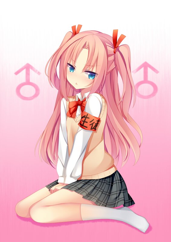 Pink-haired Anime Girl — Pink, Calm, School Uniform, Pigtails