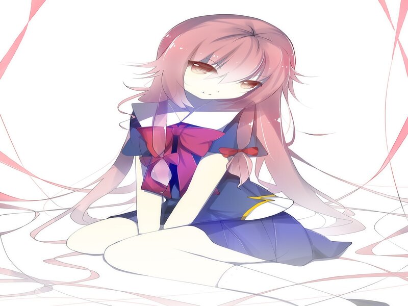 Pink-haired Anime Girl — Pink, Calm, School Uniform, Ribbon