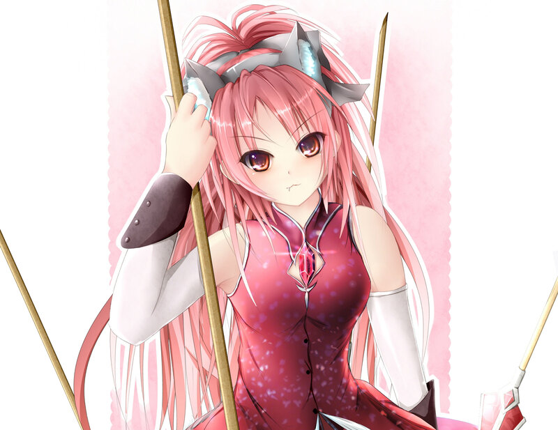 Pink-haired Anime Girl — Pink, Calm, Spear