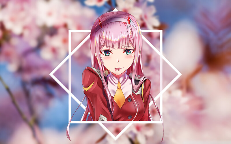 Pink-haired Anime Girl — Pink, Calm, Spring, Cherry Blossoms, Headband
