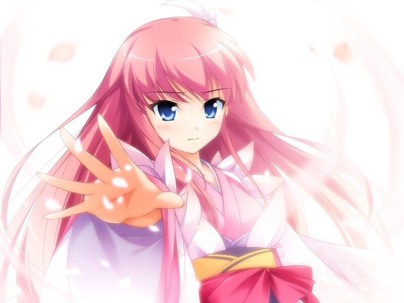 Pink-haired Anime Girl — Pink, Calm, Spring, Long Hair