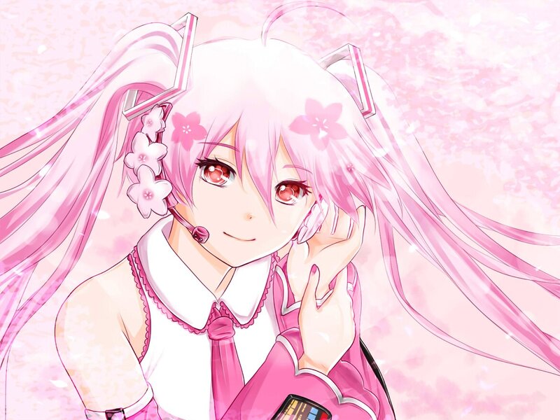 Pink-haired Anime Girl — Pink, Calm, Spring, Microphone