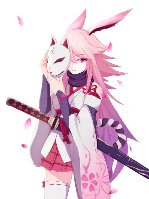 Pink-haired Anime Girl — Pink, Calm, Spring, Sword