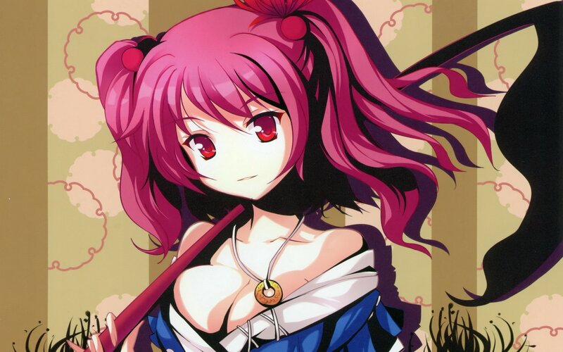 Pink-haired Anime Girl — Pink, Calm, Sword, Necklace