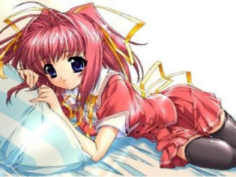 Pink-haired Anime Girl — Pink, Calm