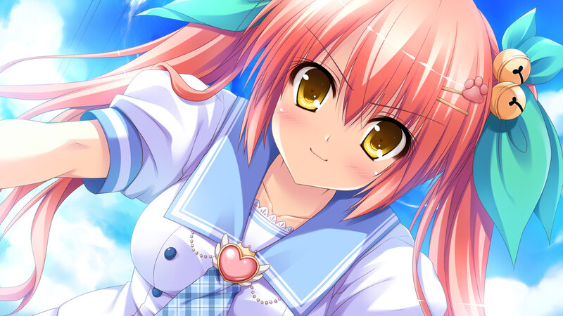 Pink-haired Anime Girl — Pink, Cheerful, Afternoon, Blue Sky