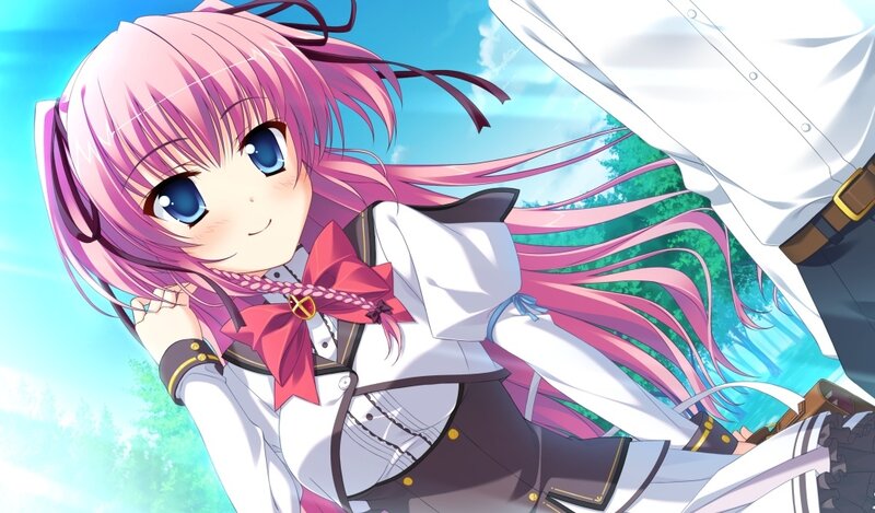 Pink-haired Anime Girl — Pink, Cheerful, Afternoon, School Uniform