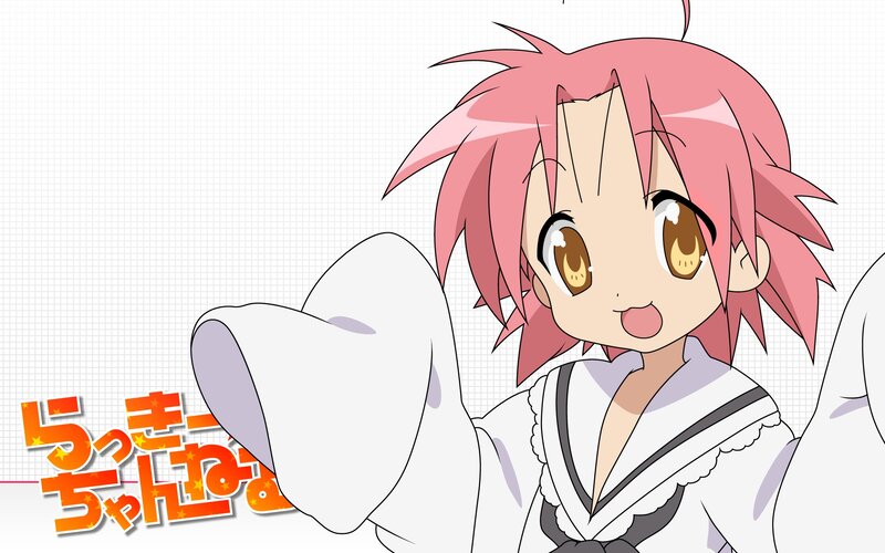 Pink-haired Anime Girl — Pink, Cheerful, Anime Character, Text Logo, White Robe