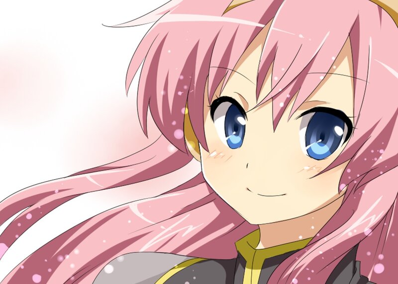 Pink-haired Anime Girl — Pink, Cheerful, Blue Eyes