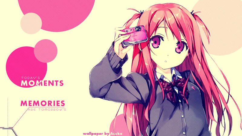 Pink-haired Anime Girl — Pink, Cheerful, Camera