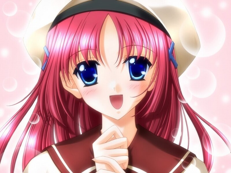 Pink-haired Anime Girl — Pink, Cheerful, Hat