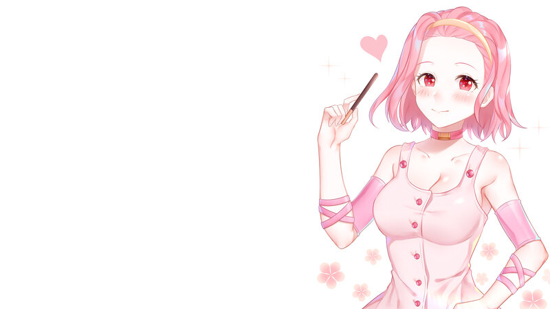 Pink-haired Anime Girl — Pink, Cheerful, Heart, Sparkles