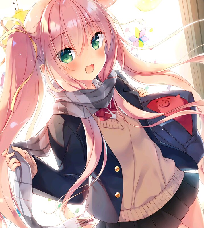 Pink-haired Anime Girl — Pink, Cheerful, Morning