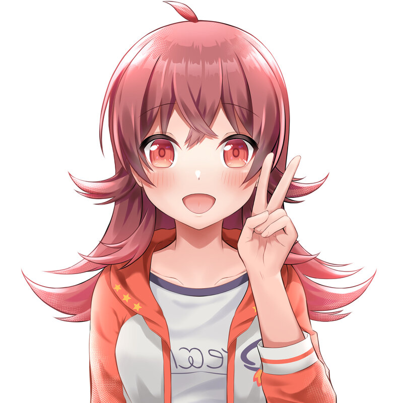 Pink-haired Anime Girl — Pink, Cheerful, Peace Sign