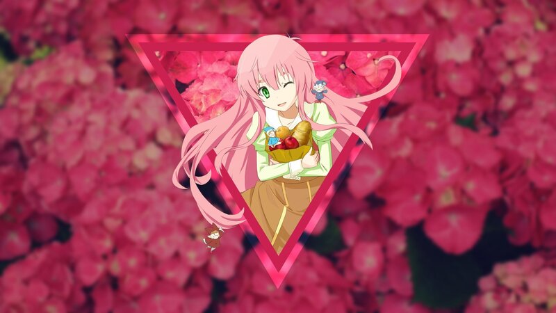 Pink-haired Anime Girl — Pink, Cheerful, Spring, Flowers, Basket