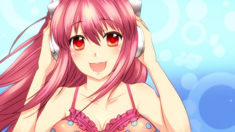 Pink-haired Anime Girl — Pink, Cheerful, Summer, Headphones
