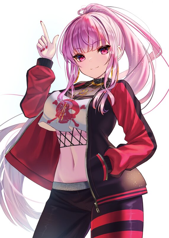 Pink-haired Anime Girl — Pink, Confident, Skull T-shirt
