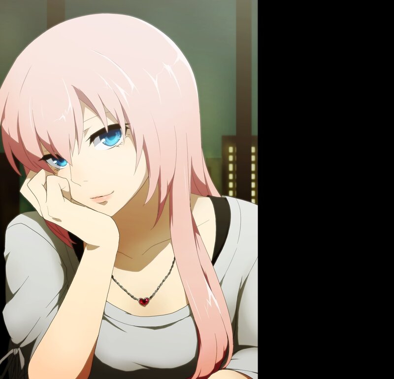 Pink-haired Anime Girl — Pink, Contemplative, Night