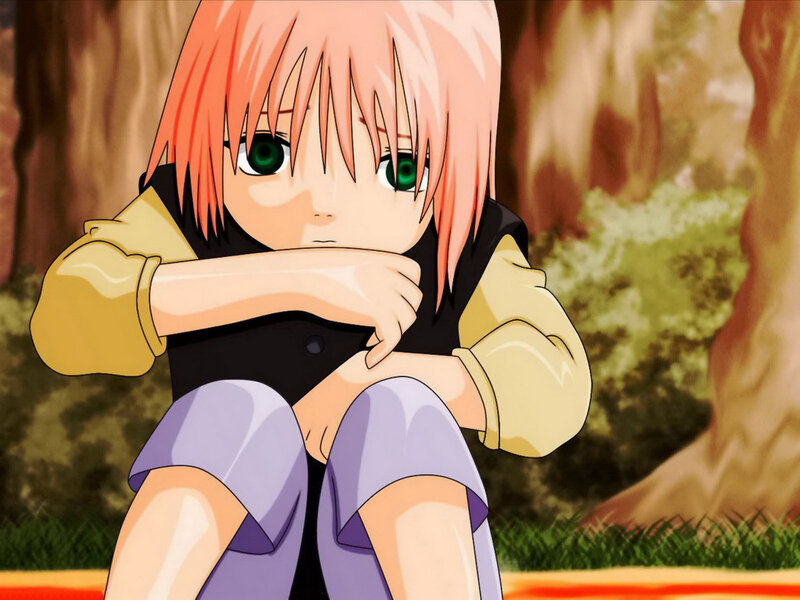 Pink-haired Anime Girl — Pink, Contemplative