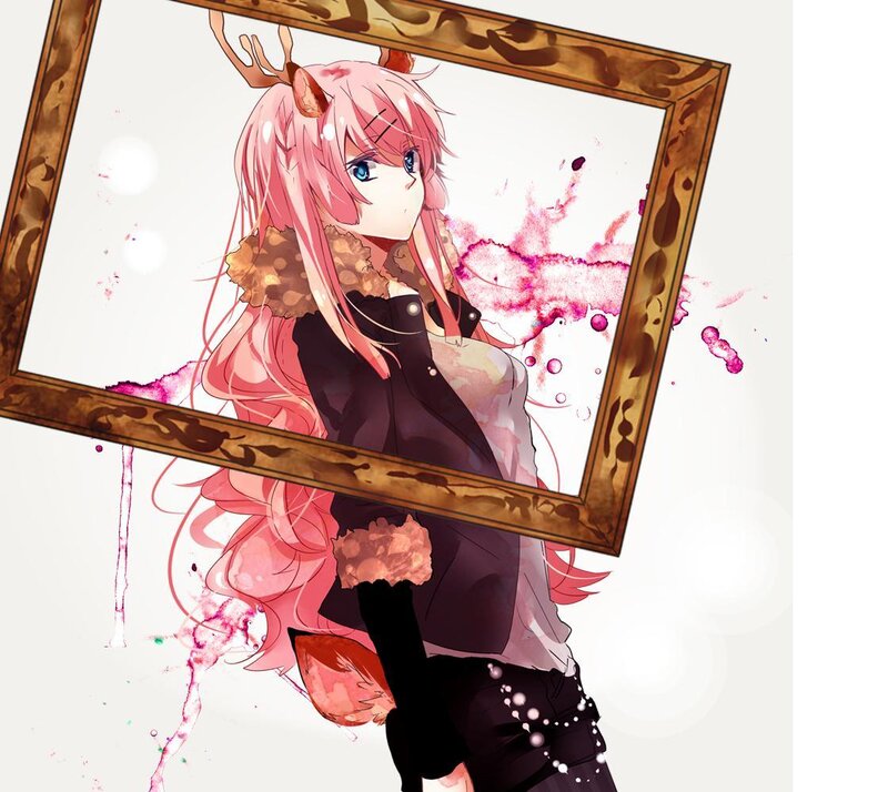 Pink-haired Anime Girl — Pink, Dramatic, Antlers