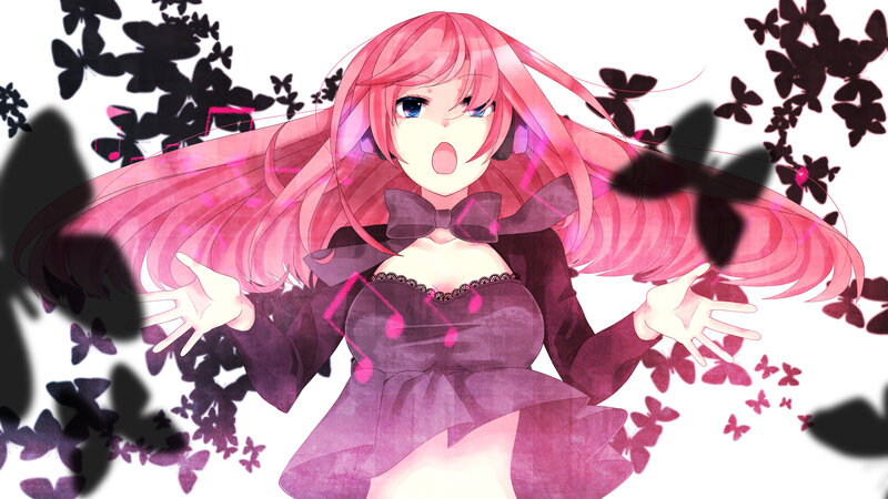 Pink-haired Anime Girl — Pink, Dramatic, Butterflies