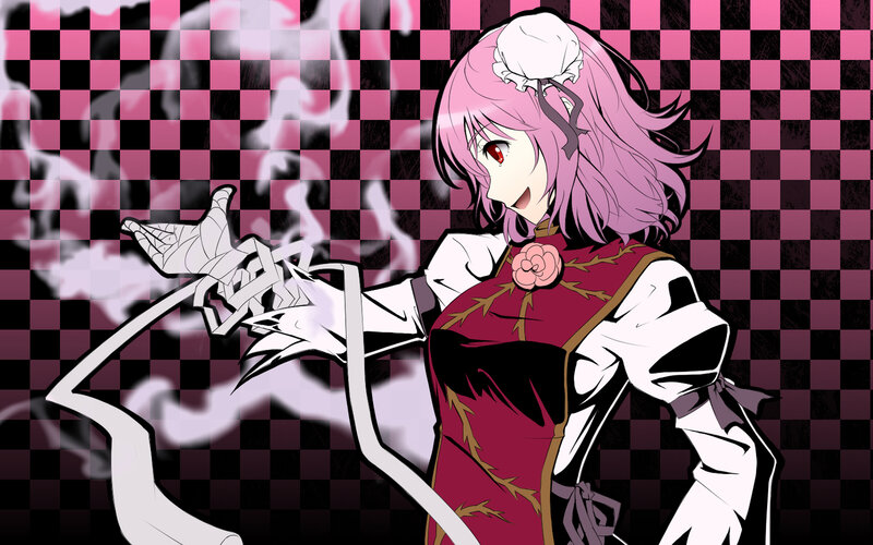 Pink-haired Anime Girl — Pink, Dramatic, Checkered Background