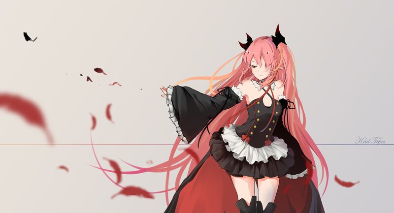 Pink-haired Anime Girl — Pink, Dramatic, Digital Art, Long Hair