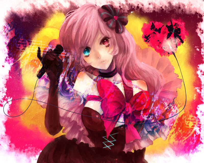 Pink-haired Anime Girl — Pink, Dramatic, Digital Art, Microphone