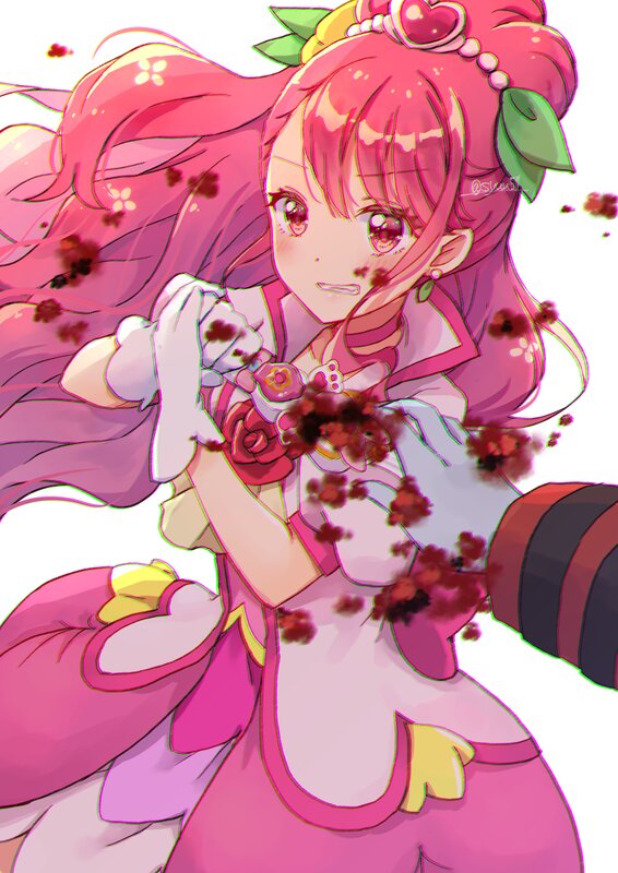 Pink-haired Anime Girl — Pink, Dramatic, Flowers