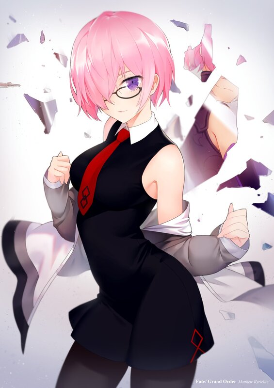 Pink-haired Anime Girl — Pink, Dramatic, Glasses, School Uniform