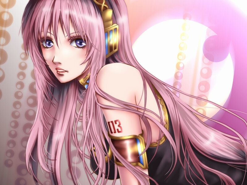 Pink-haired Anime Girl — Pink, Dramatic, Headphones, Arm Band